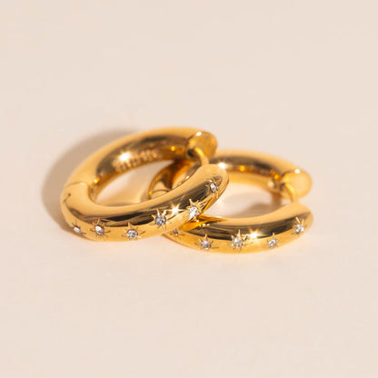 Starburst Chunky Rounded Huggie Hoop Earrings