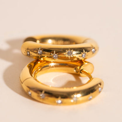 Starburst Chunky Rounded Huggie Hoop Earrings
