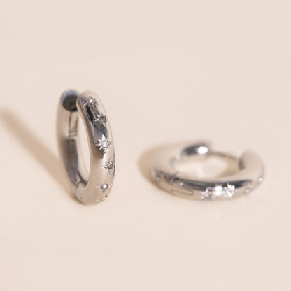 Starburst Chunky Rounded Huggie Hoop Earrings