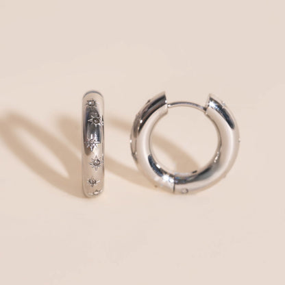 Starburst Chunky Rounded Huggie Hoop Earrings