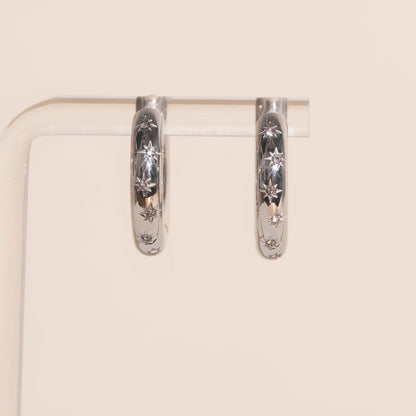 Starburst Chunky Rounded Huggie Hoop Earrings