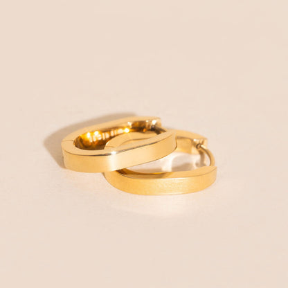 Titanium Smooth Oblong Huggie Hoop Earrings