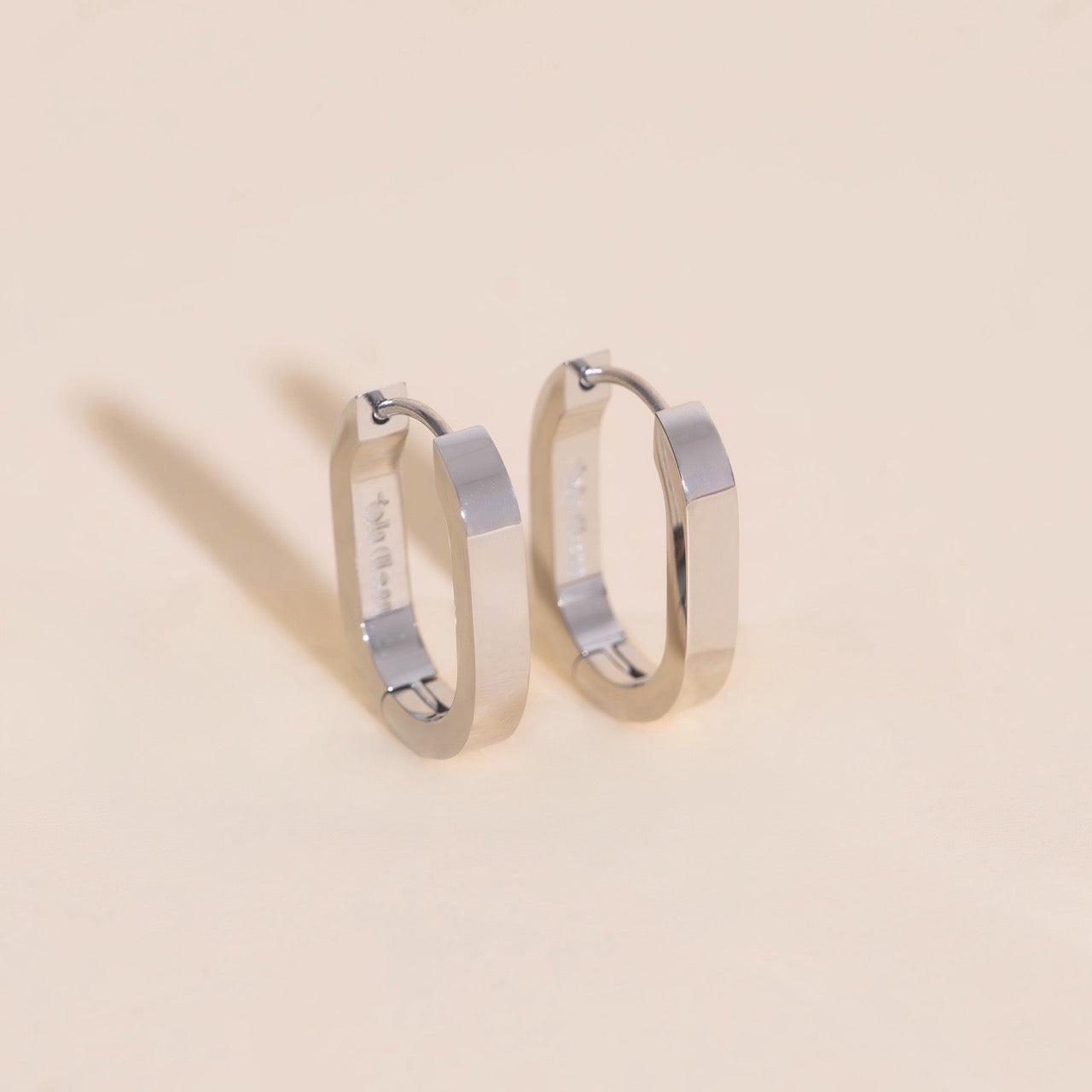 Titanium Smooth Oblong Huggie Hoop Earrings