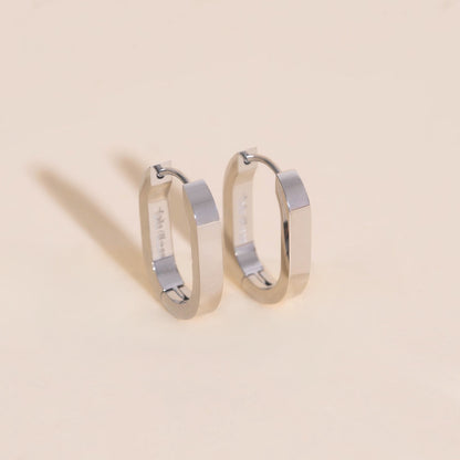 Titanium Smooth Oblong Huggie Hoop Earrings