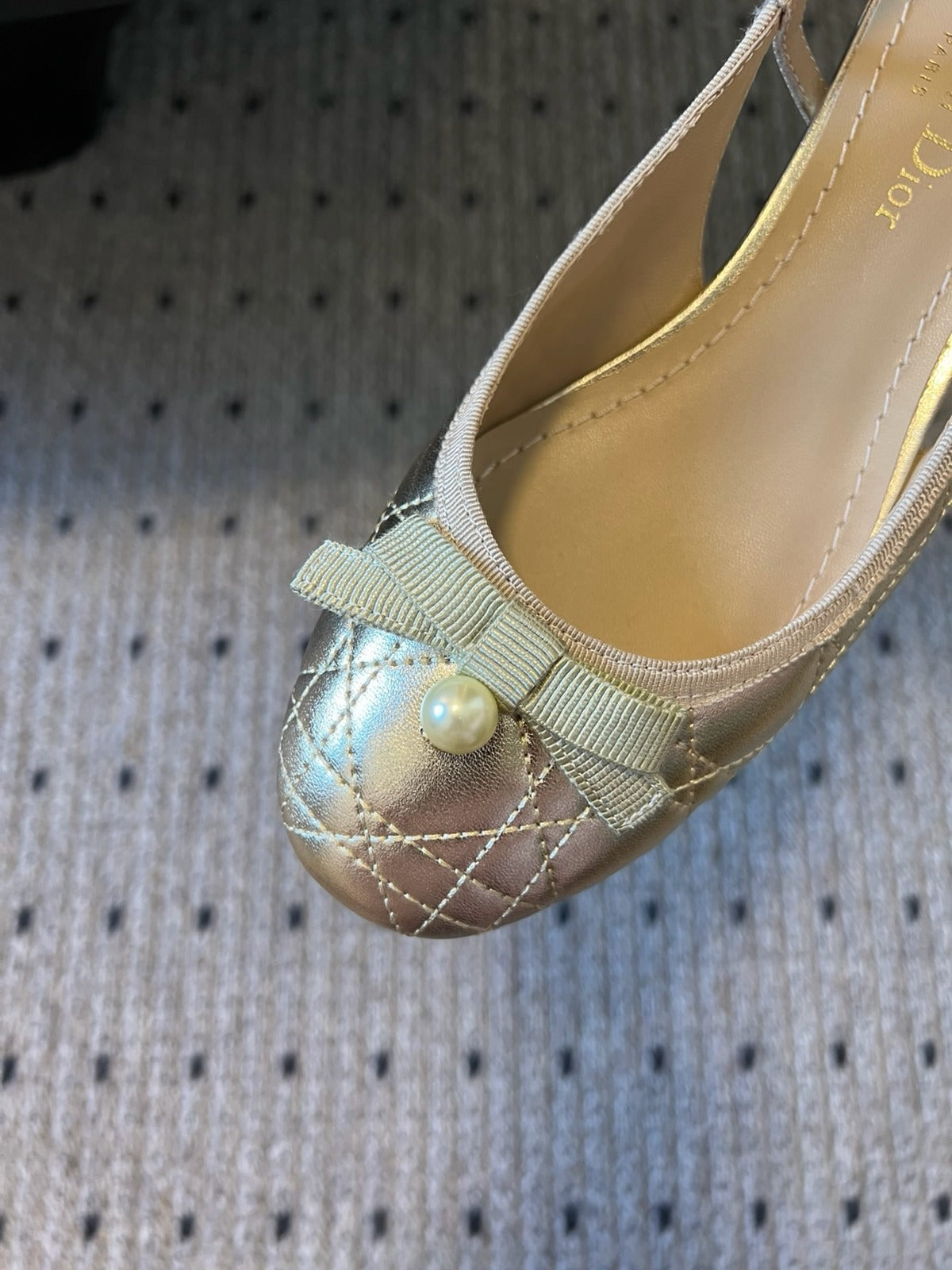 CD Ballet Slingback Pumps Gold Cannage Lambskin