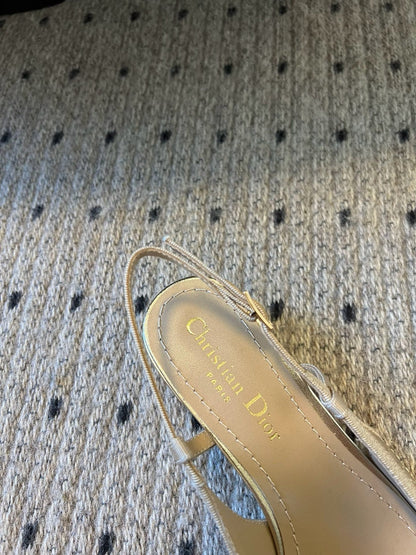 CD Ballet Slingback Pumps Gold Cannage Lambskin
