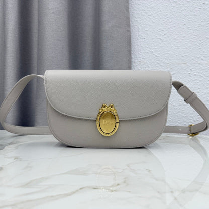 Dior 2026 Médaillon Flap Bag Rock Grey Grained Calfskin