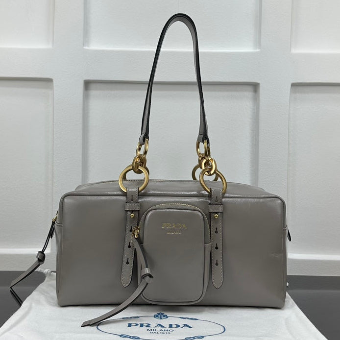 Prada 2026 Dangle Medium Shoulder Bag 30cm Patent Calfskin