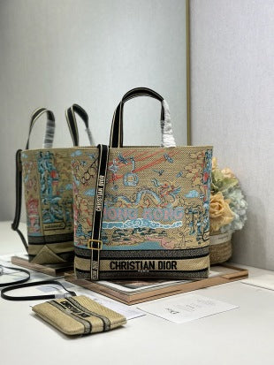 CD Fall 2025 Souvenir Large Book Tote Beige Cotton 288606