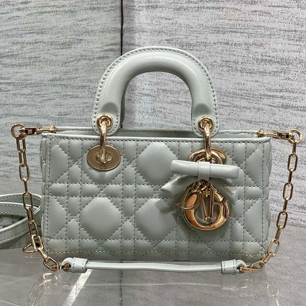 CD 2026 Bow Lady D-Joy Lily Green Cannage Lambskin 286525