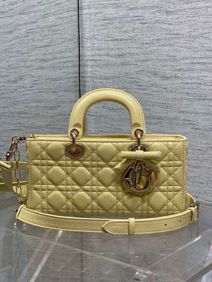 CD 2026 Bow Lady D-Joy Yellow Cannage Lambskin With Light Gold 286555