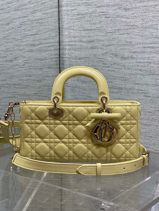 CD 2026 Bow Lady D-Joy Yellow Cannage Lambskin With Light Gold 286555