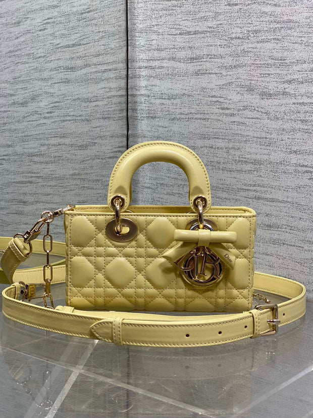 CD 2026 Bow Lady D-Joy Yellow Cannage Lambskin With Light Gold 286555