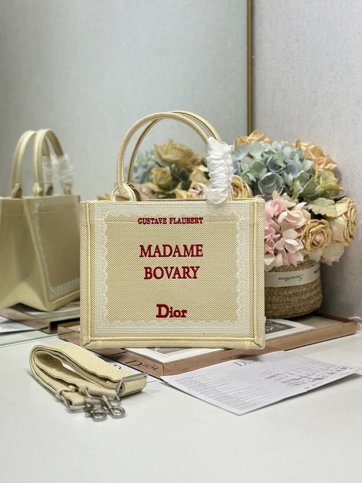 CD Madame Bovary Book Tote Beige Canvas