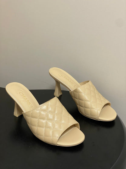 Chanel 2026  Peep-Toe High-Heeled Sandals Leather Sheepskin 834720