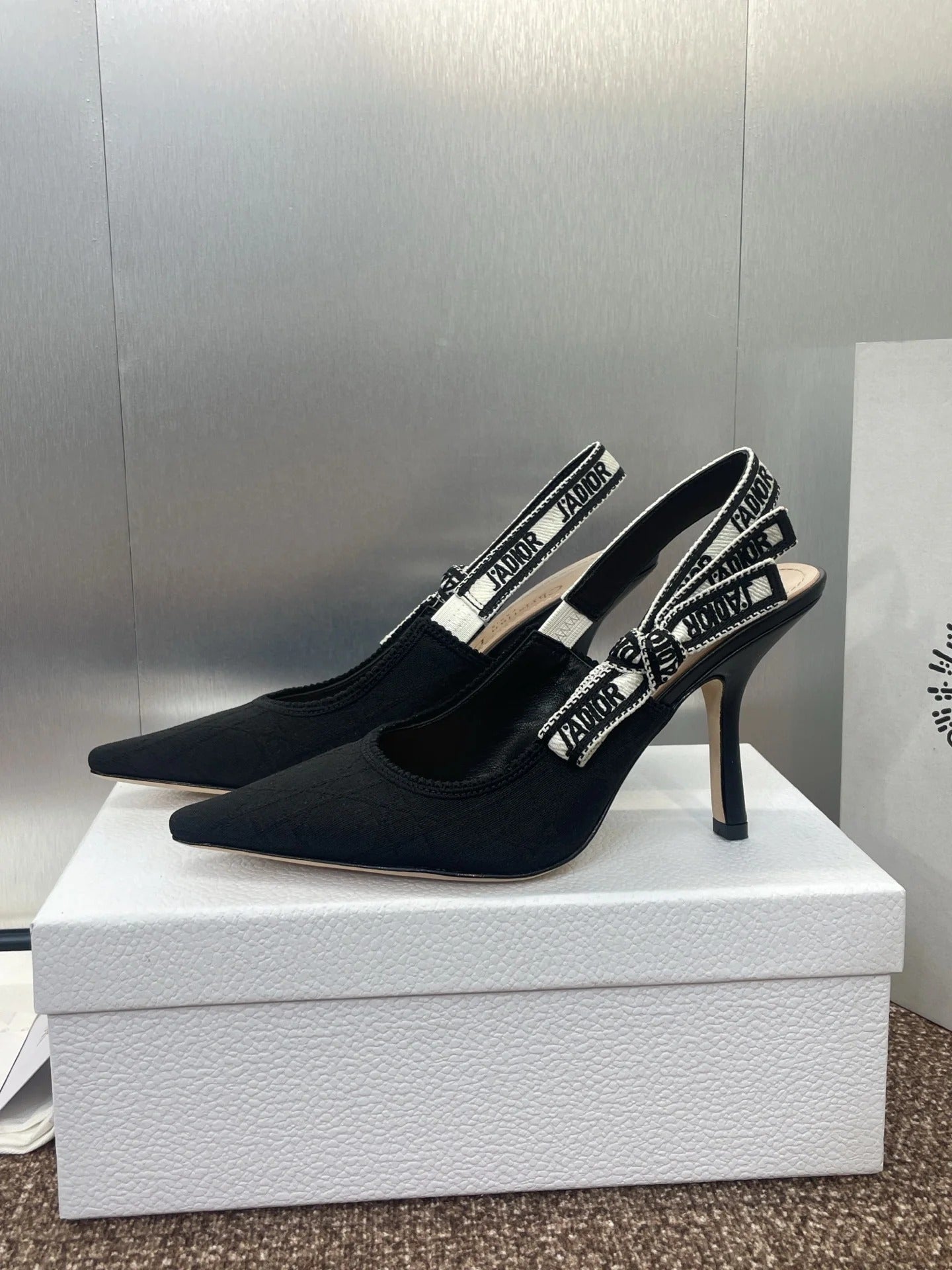 CD J'Adior Slingback Pump Black Fabric Sheepskin 330329