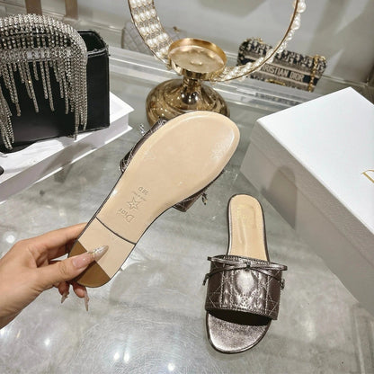 CD 26s Slippers Metallic Brown Beige Calfskin 679866