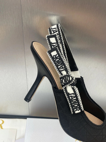 CD J'Adior Slingback Pump Black Fabric Sheepskin 330329