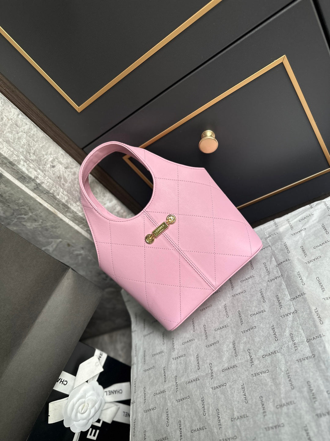 Chanel 2026 Basket Hobo Bag 27.5cm Pink Calfskin