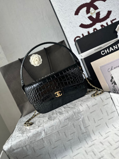 Chanel 2026 Crocodile Embossed Flap Bag 26cm Calfskin