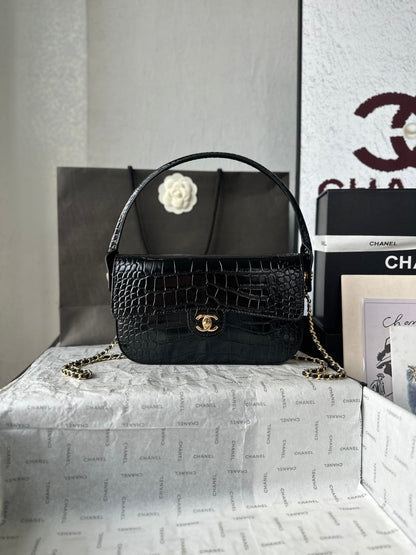 Chanel 2026 Crocodile Embossed Flap Bag 26cm Calfskin