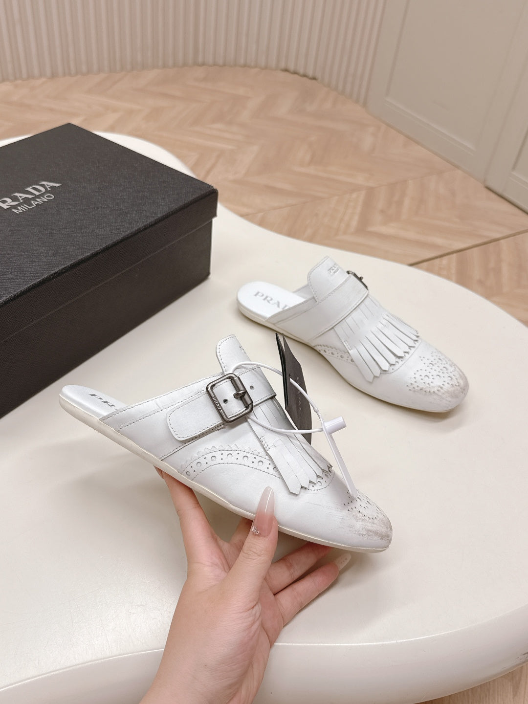 PRA 26S Mule White Calfskin 600594