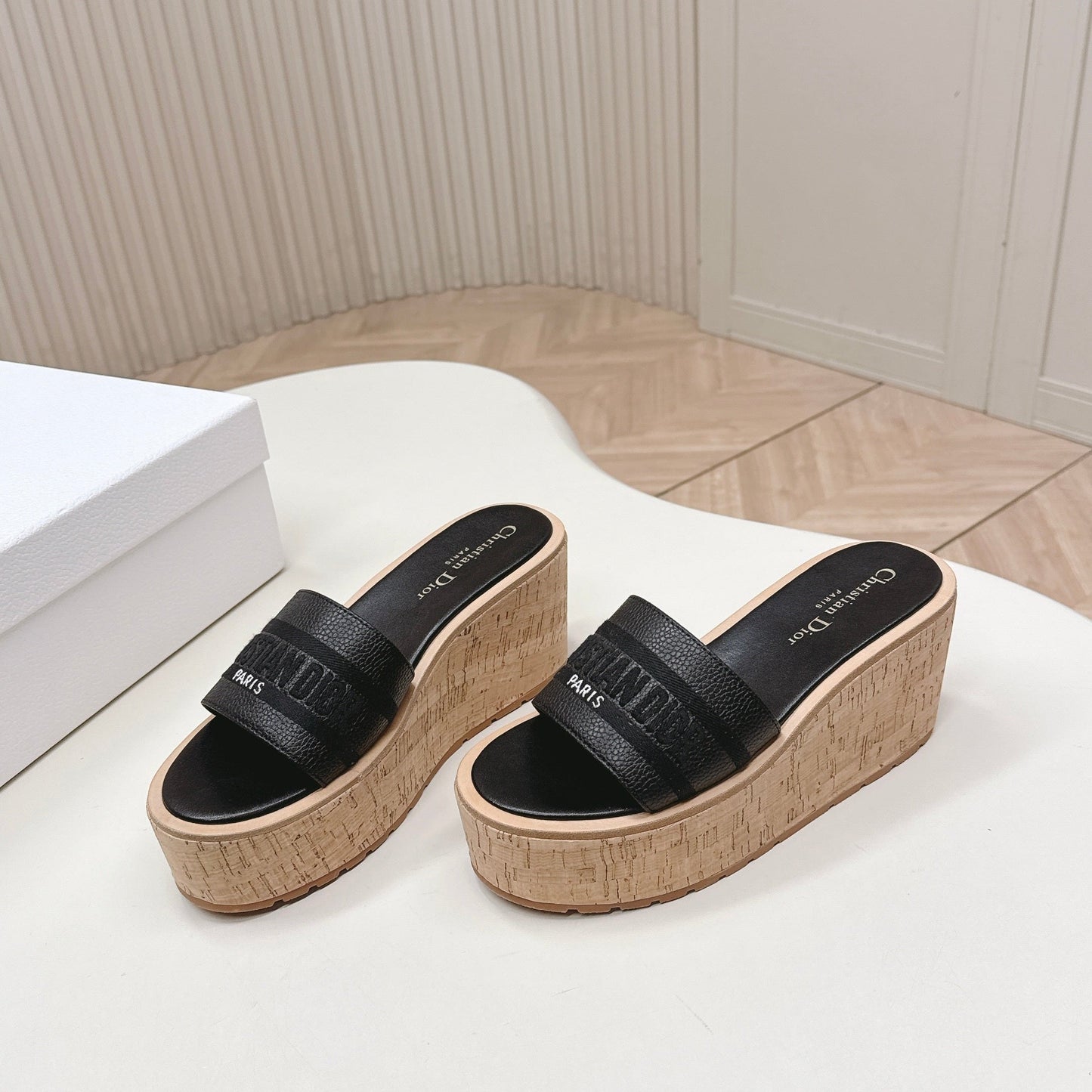 CD 26s  Platform Sandals 85 Black Cowhide 643779