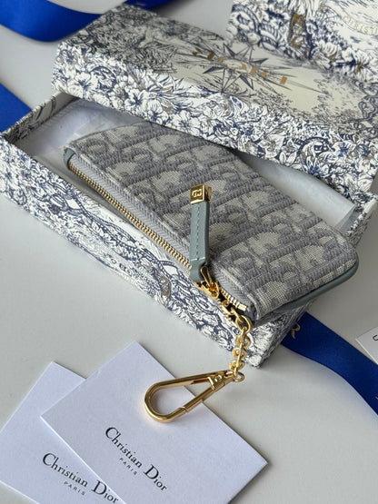 CD 30 Montaigne Coin Purse Key Bag Grey Jacquard GHW