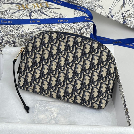 CD Oblique Beauty Case 24cm Blue Jacquard