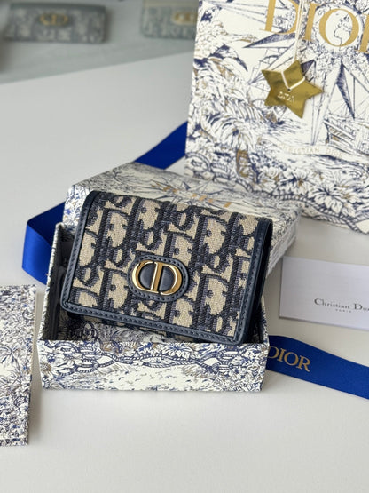 CD 30 Montaigne Glycine Wallet 11cm Blue Jacquard