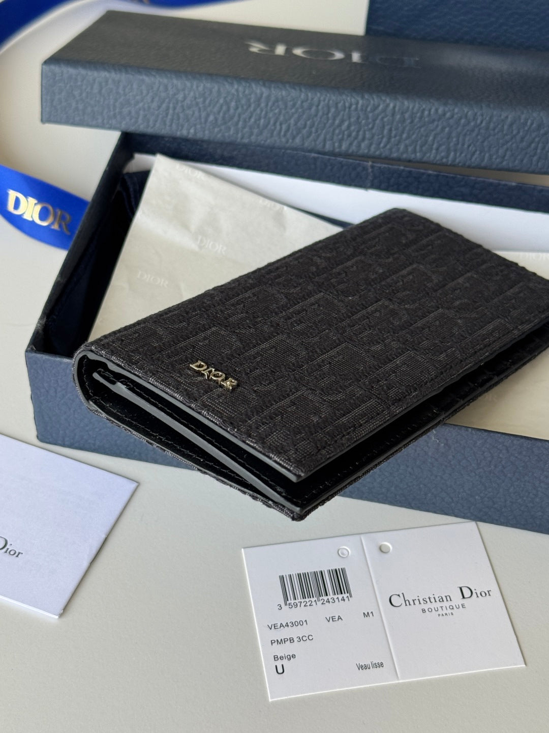 CD Long Vertical Wallet  Black Jacquard Cowhide