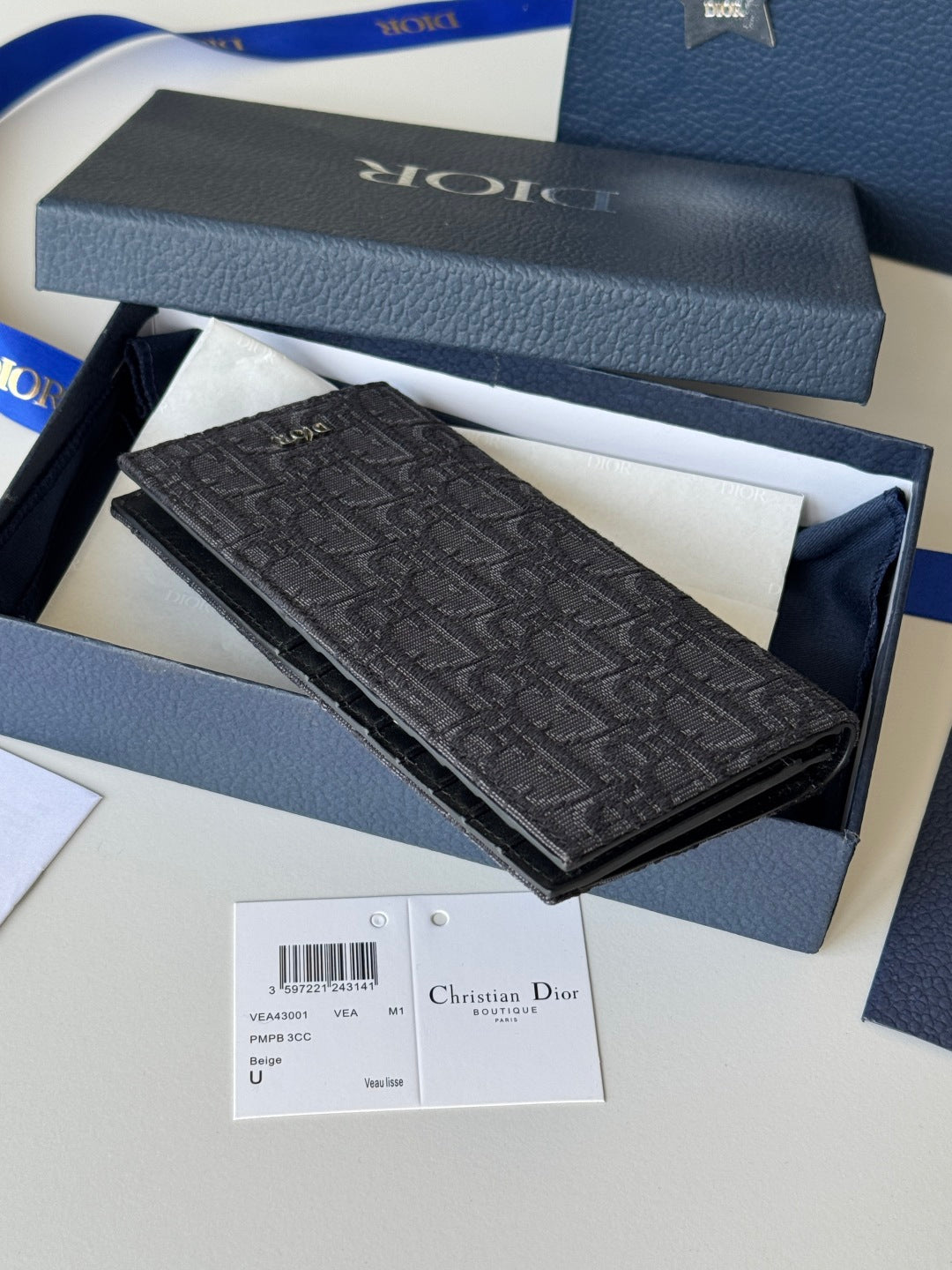CD Long Vertical Wallet  Black Jacquard Cowhide