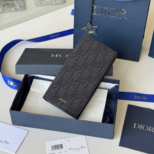 CD Long Vertical Wallet  Black Jacquard Cowhide