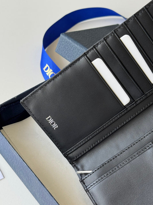 CD Long Vertical Wallet  Black Jacquard Cowhide