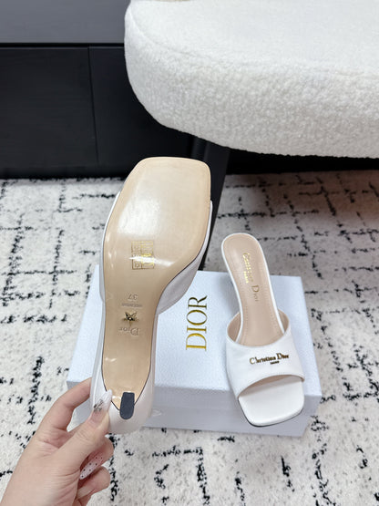 CD Square-Toed Sandal White Satin 617519