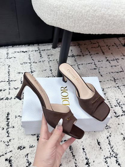 CD Square-Toed Sandal Brown Satin 617520