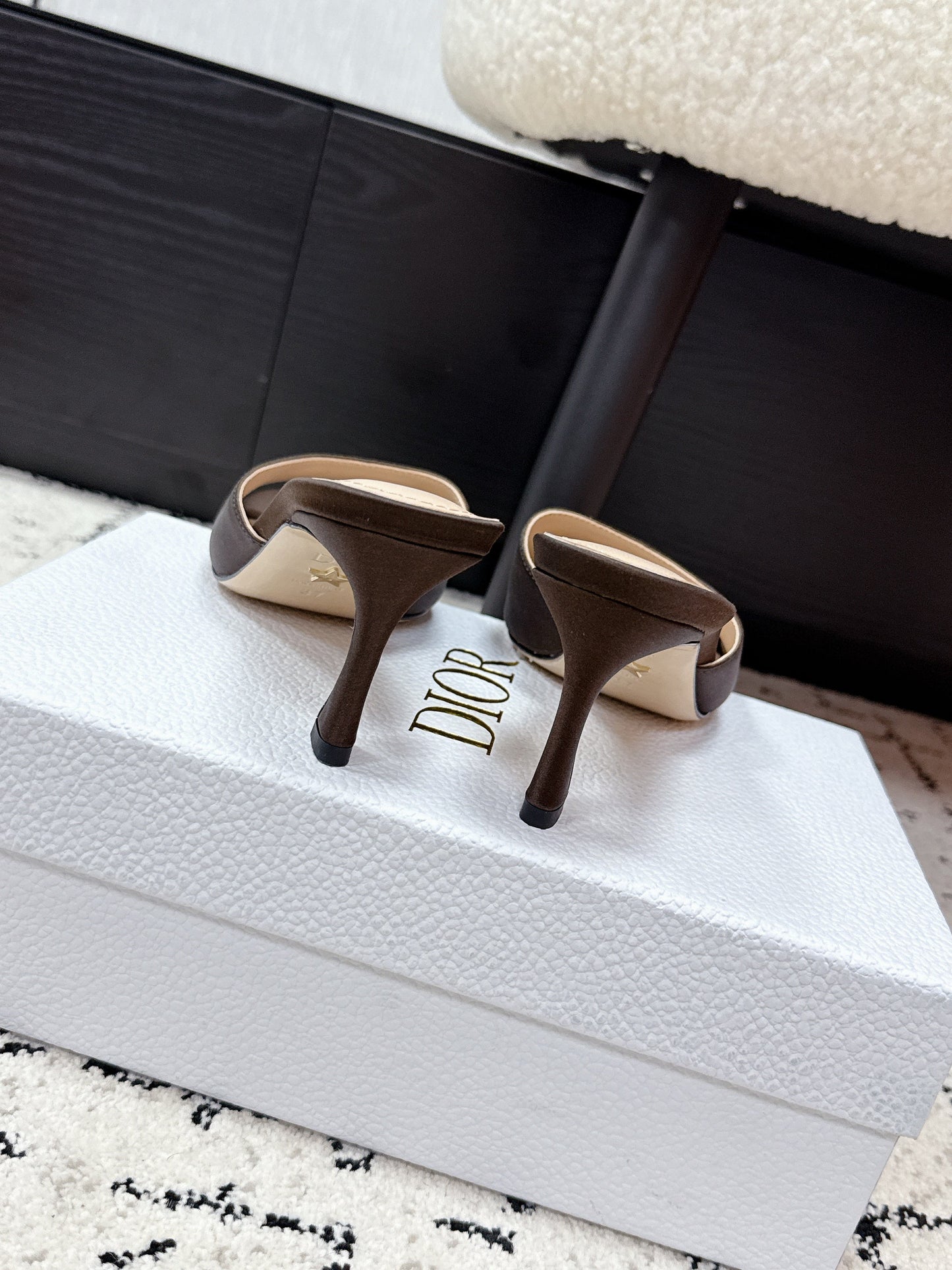 CD Square-Toed Sandal Brown Satin 617520