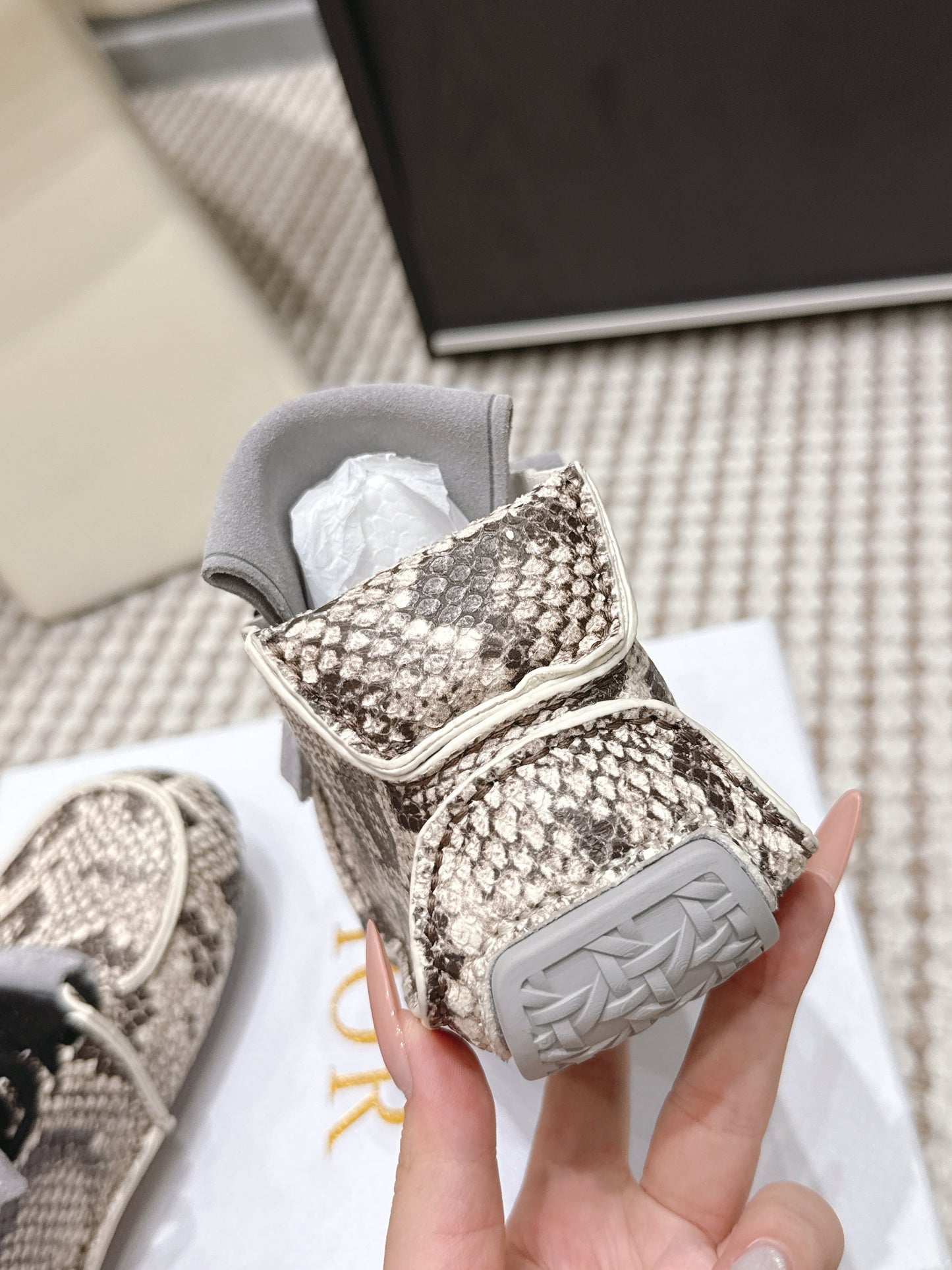 Dior Roadie Sneaker Black Light Grey Python Leather 661982