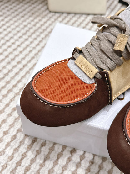Dior Roadie Sneaker Brown Beige Orange Suede Mesh 661983