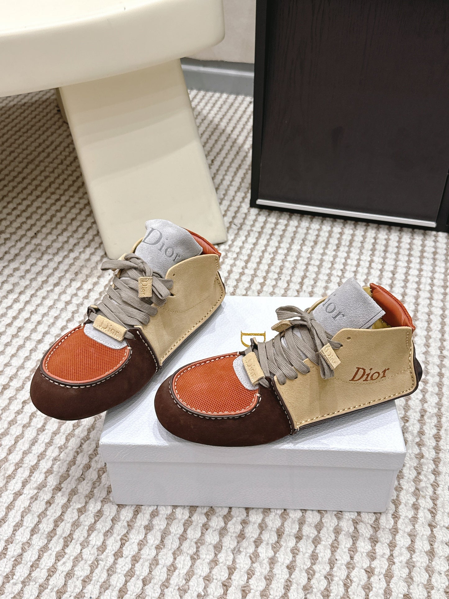 Dior Roadie Sneaker Brown Beige Orange Suede Mesh 661983