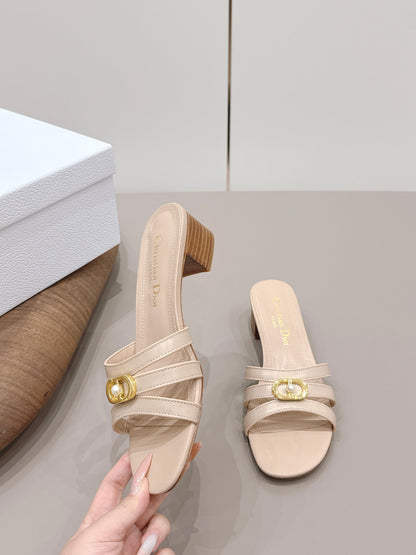 CD 26s 30M Sandal 4.5cm Beige Calfskin 738220