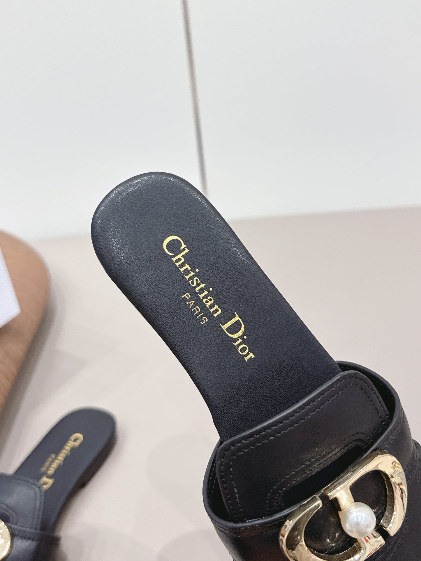 CD 30 Montaigne Slide Black Calfskin 738229