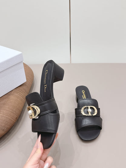 CD 30 Montaigne Sandal 4.5cm Black Calfskin 738226