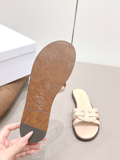 CD 26s D-Club Slide Sandal Beige Calfskin 738247