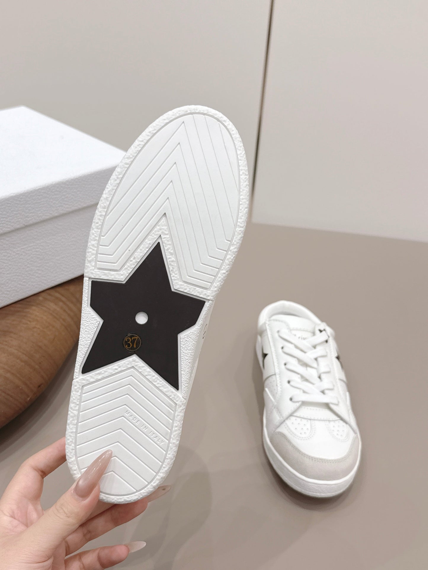 CD Dior Black Star Mule White Suede Leather 739311