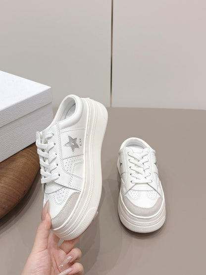 CD Dior Sliver Star Mule White Suede Leather 739310