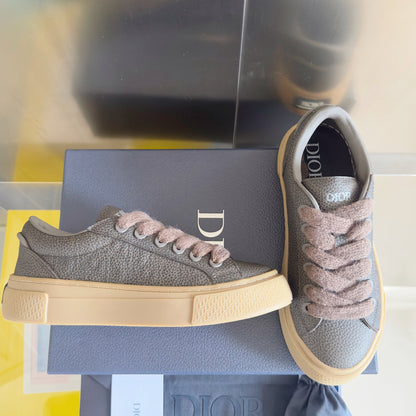 CD 26 B33 Platform Sneakers Dark Gray Monogram Cowhide 609188