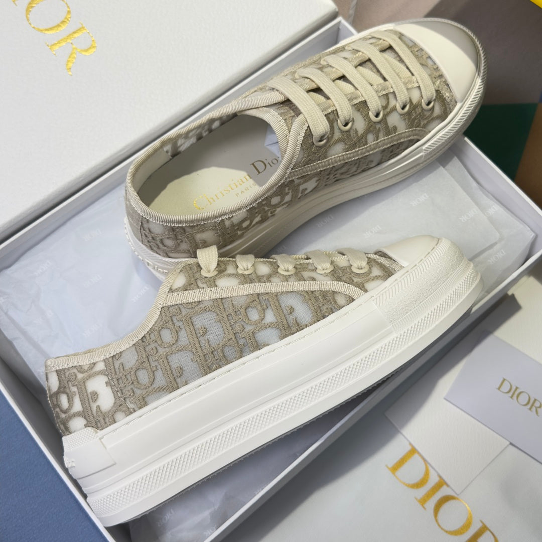Dior 2026 Walk'n'Dior Platform Sneaker White Beige Fabric Sheepskin 713665