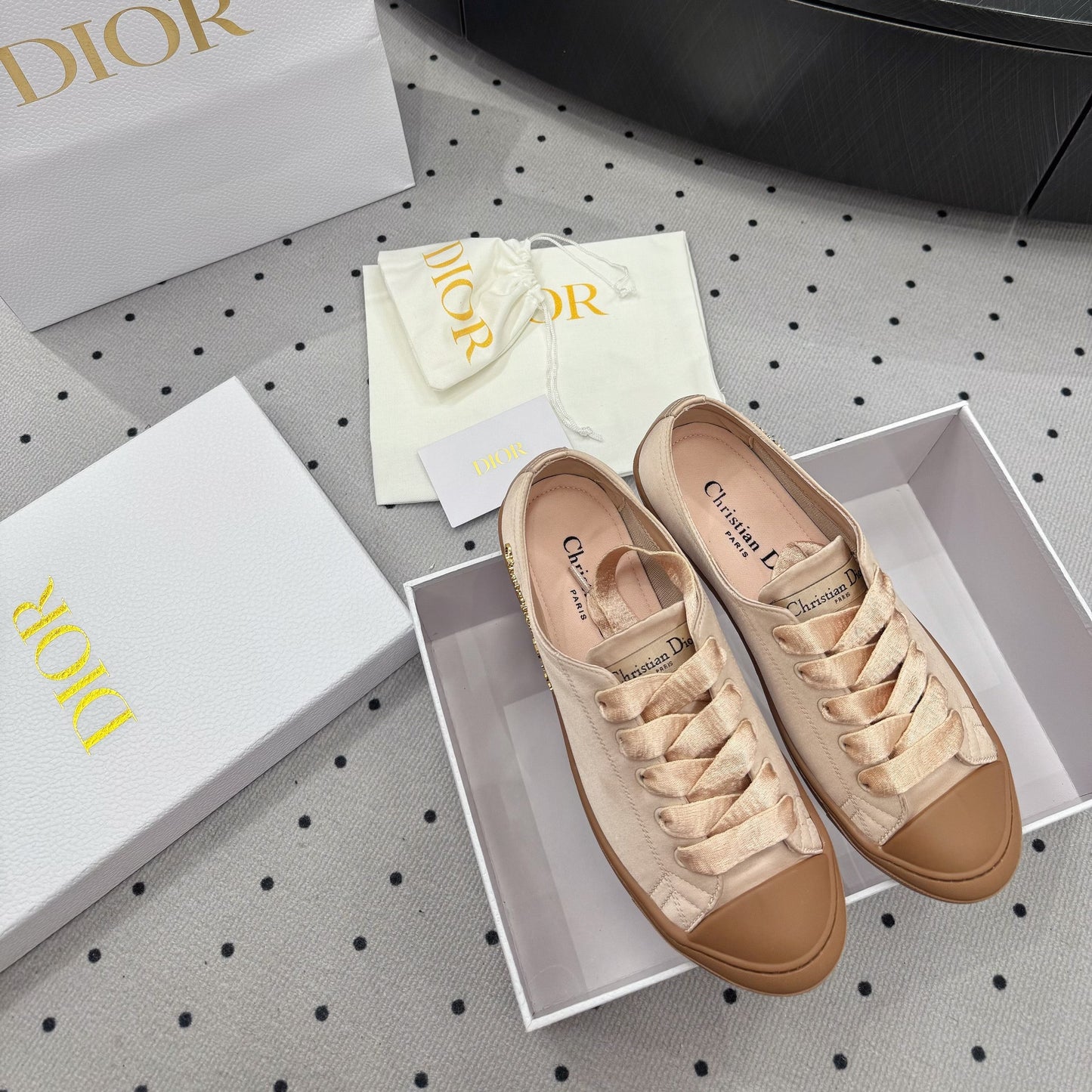 Dior Lucky Sneaker Beige Satin  618070
