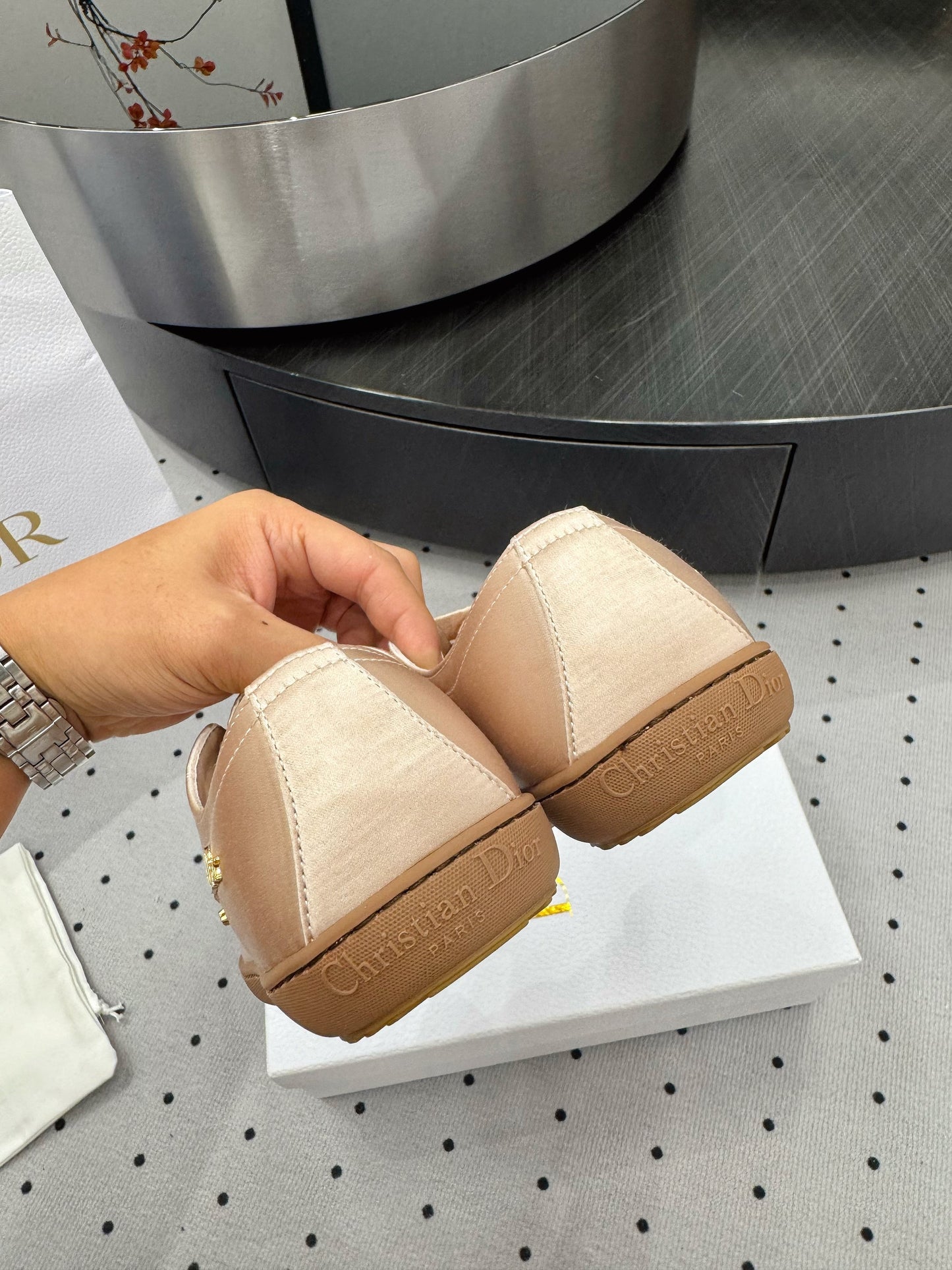 Dior Lucky Sneaker Beige Satin  618070